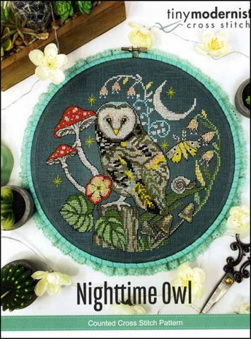 Nighttime Owl By The Tiny Modernist Counted Cross Stitch Pattern
