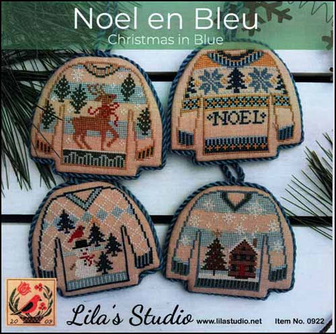 Noel en Bleu- 4 Sweater Ornaments by Lila's Studio Counted Cross Stitch Pattern