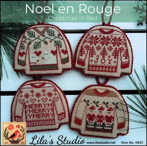 Noel en Rouge- 4 Sweater Ornaments by Lila's Studio Counted Cross Stitch Pattern
