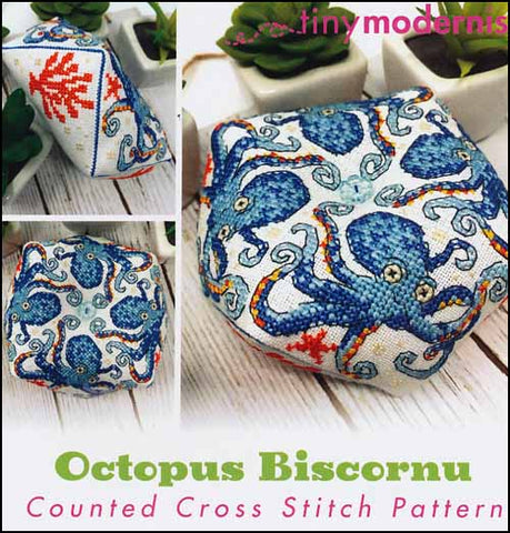 Octopus Biscornu By The Tiny Modernist Counted Cross Stitch Pattern