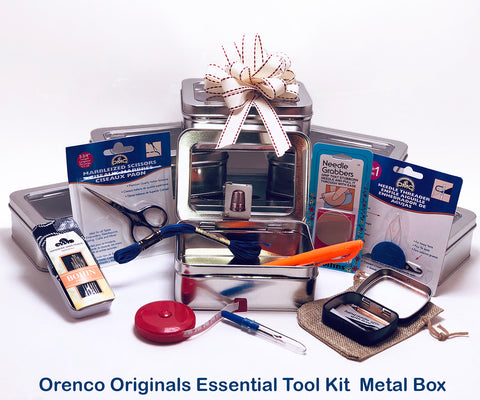 Cross Stitcher's Essential Tool Pack-12 Items Bundled in a Handy Metal Organizer