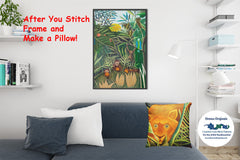 Monkeys Parrot Tropical Forest by Henri Rousseau Counted Cross Stitch Pattern