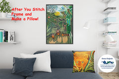 Red Tropical Flower Detail by Henri Rousseau Counted Cross Stitch Pattern