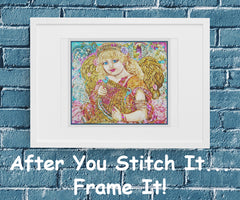Angel with a Harp inspired by Yumi Sugai Counted Cross Stitch Pattern