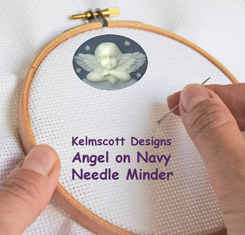Angel on Navy NEEDLE MINDER By Kelmscott Designs