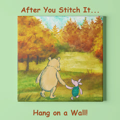 Winnie The Pooh and Piglet on an Autumn Walk Counted Cross Stitch Pattern