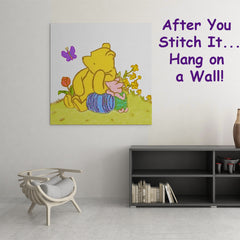 Christopher Robin and Winnie The Pooh on Stairs Counted Cross Stitch Pattern