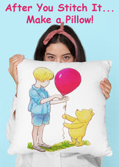 Winnie The Pooh and Piglet Blue Balloon Counted Cross Stitch Pattern