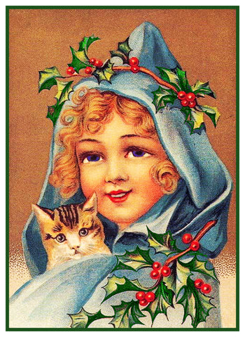 Holly Girl Frances Brundage Holiday Christmas Counted Cross Stitch Pattern