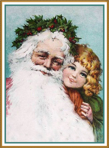 Girl Santa Claus Frances Brundage Holiday Christmas Counted Cross Stitch Pattern