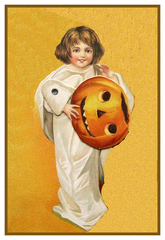 Child Ghost  Pumpkin Halloween Counted Cross Stitch Pattern