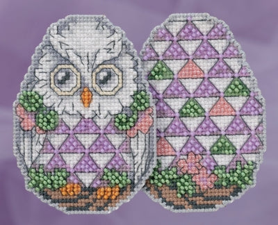 Jim Shore Owl Egg Beaded Counted Cross Stitch Easter Ornament Kit Mill Hill