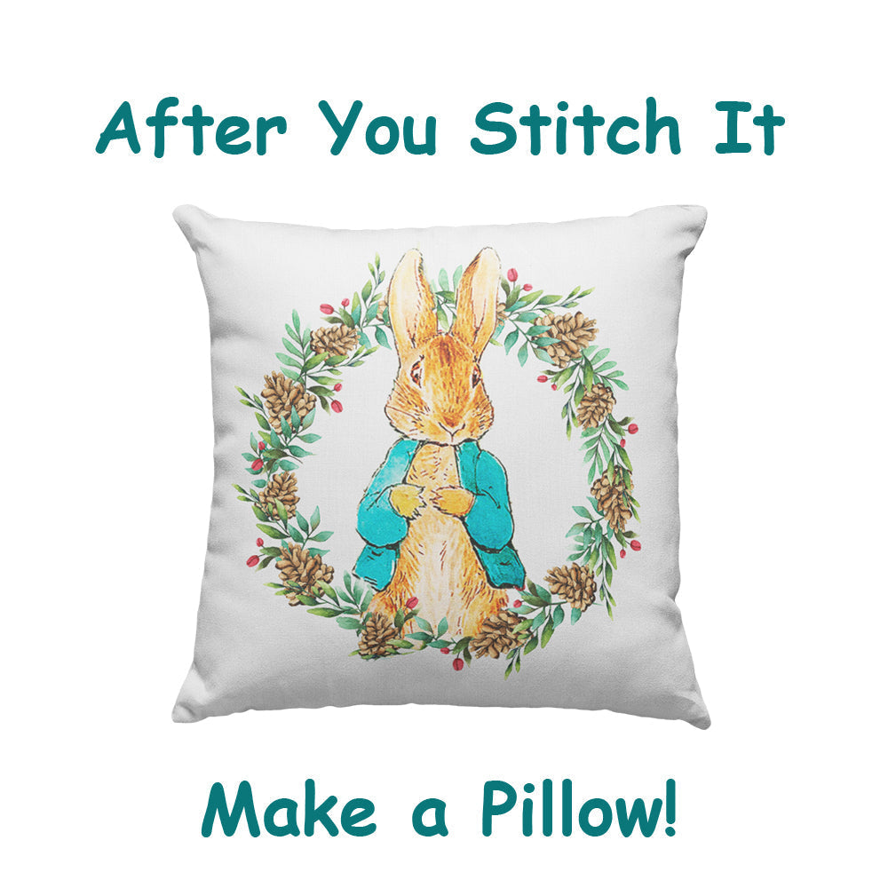 Peter Rabbit Fall Leaf Wreath inspired by Beatrix Potter Counted Cross ...