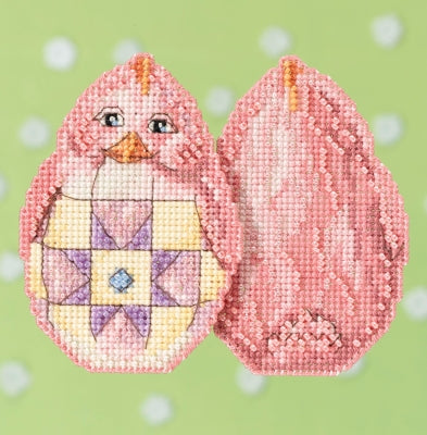 Jim Shore Pink Chick Egg Beaded Counted Cross Stitch Easter Ornament Kit Mill Hill