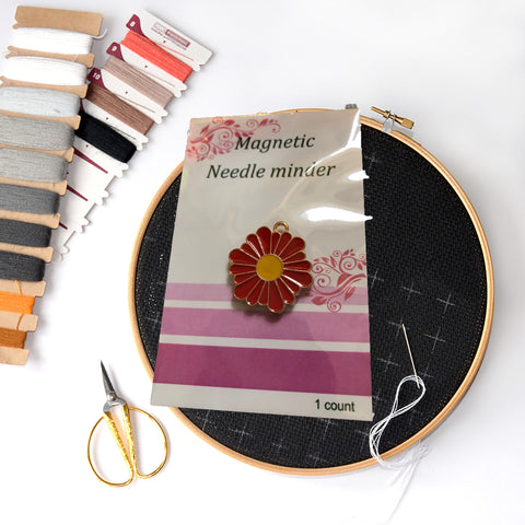 RED FLOWER Enamel Magnetic Needle Minder