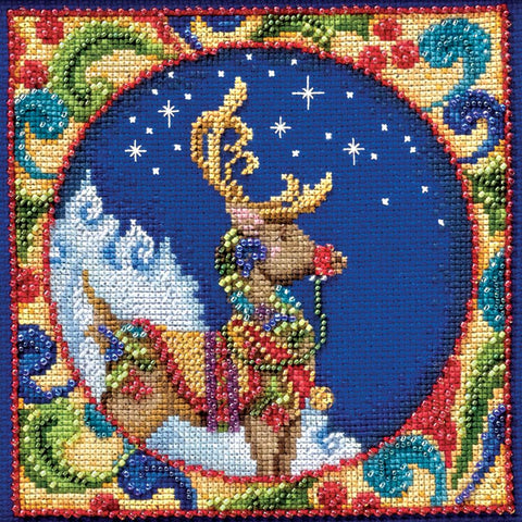 REINDEER Beaded by Jim Shore Counted Cross Stitch Kit -Mill Hill