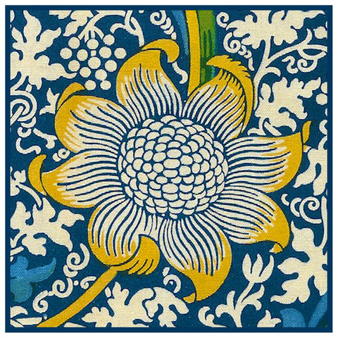 Simplified Kennet Design Detail #6 by Arts and Crafts Movement Founder William Morris Counted Cross Stitch Pattern DIGITAL DOWNLOAD