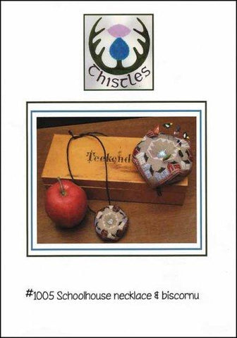 Schoolhouse Necklace & Biscornu by Thistles Counted Cross Stitch Pattern