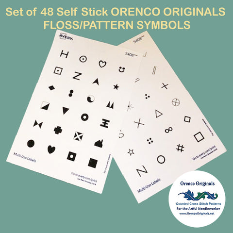 Set of 48 Self Stick ORENCO ORIGINALS FLOSS/PATTERN SYMBOLS
