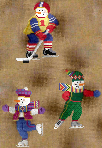 Sporty Snowmen Ornaments I by Imaginating Counted Cross Stitch Pattern