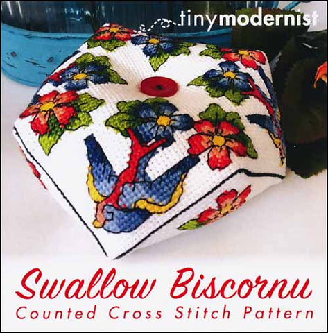 Swallow Biscornu By The Tiny Modernist Counted Cross Stitch Pattern