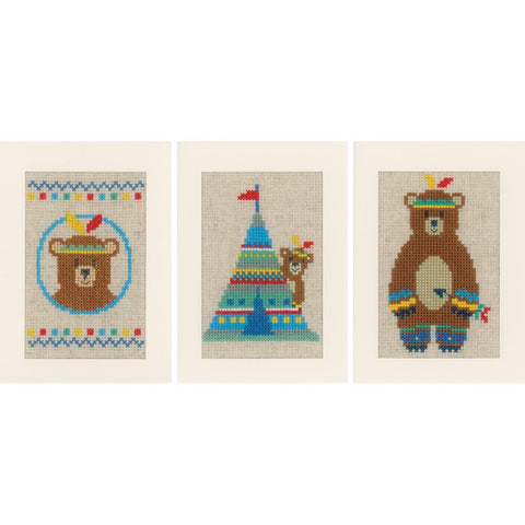 Indian Bear Greeting Cards  by Vervaco Counted Cross Stitch Kit 4.2