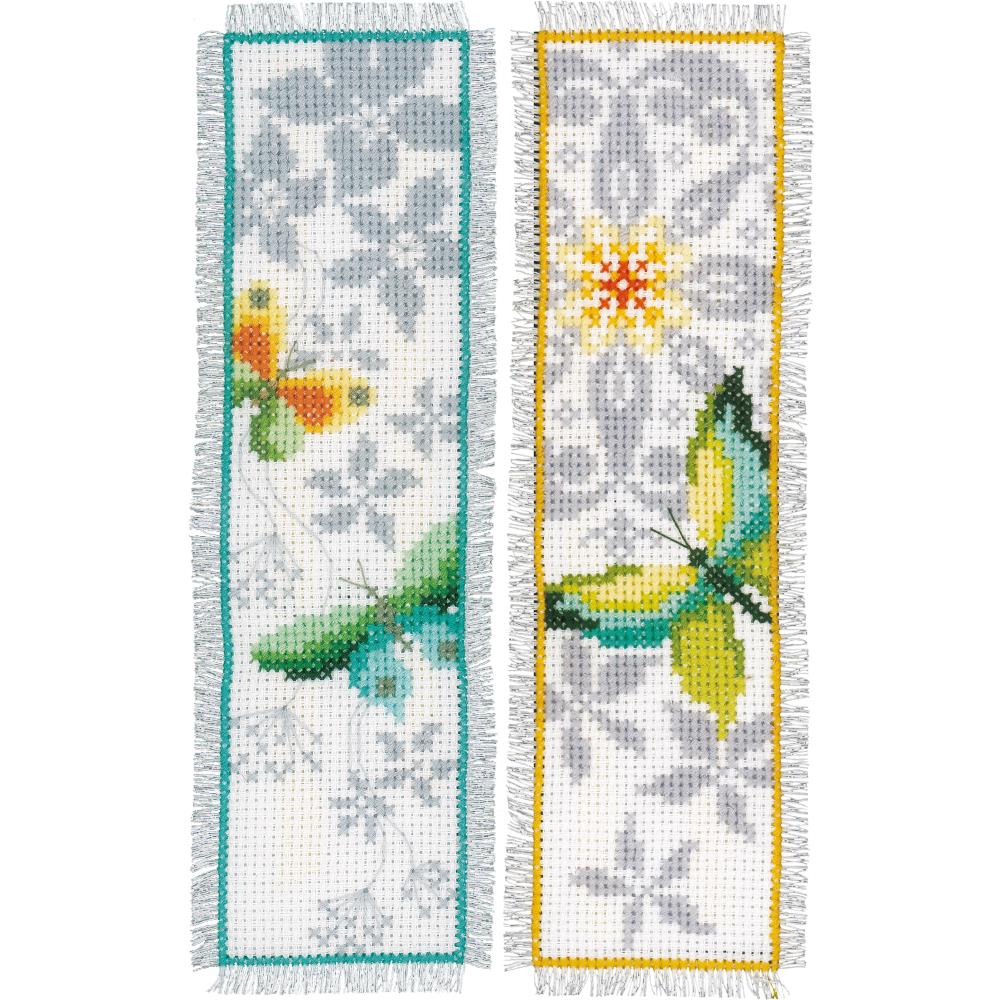 2.5X8 14 Count Set of 2 - Birds in Winter Bookmarks on Aida Counted Cross Stitch Kit - Vervaco