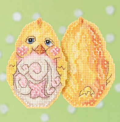 Jim Shore Yellow Chick Egg Beaded Counted Cross Stitch Easter Ornament Kit Mill Hill