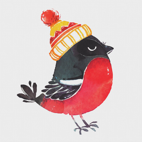 Contemporary Bird in a Knit Hat Hand Embroidery Pattern