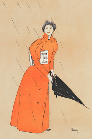 Woman Holding an Umbrella by American Edward Penfield Counted Cross Stitch Pattern