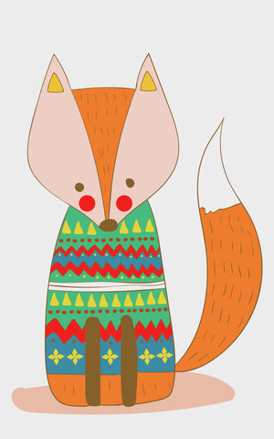 Contemporary Red Fox in a Colorful  Knit Sweater Hand Embroidery Pattern