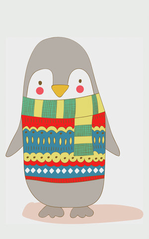 Contemporary Penguin in a Colorful Knit Sweater Hand Embroidery Pattern