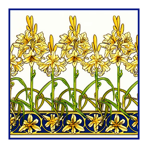 Victorian Lily by Alphonse Mucha Counted Cross Stitch Pattern