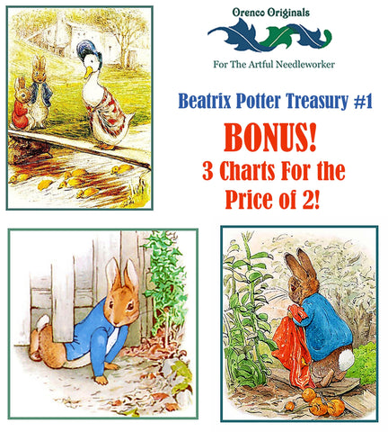 Beatrix Potter Deluxe Treasury#1-Three Counted Cross Stitch Patterns Charts