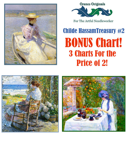 Childe Hassam Deluxe Treasury# 2-Three Counted Cross Stitch Patterns Charts