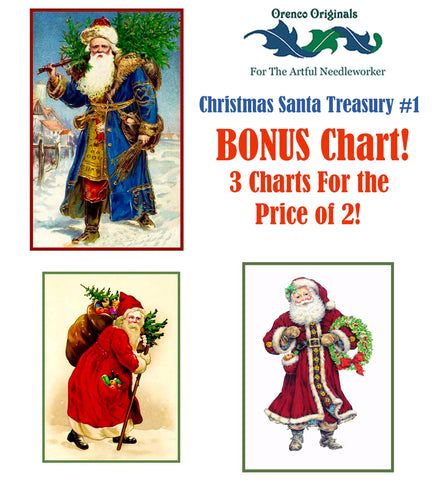 Christmas Santa Deluxe Treasury#1-Three Counted Cross Stitch Patterns Charts