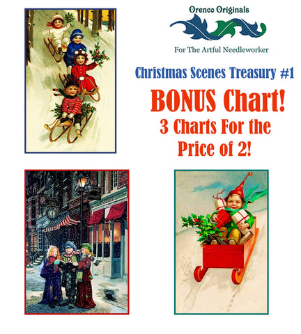 Christmas Scene Deluxe Treasury#2-Three Counted Cross Stitch Patterns Charts