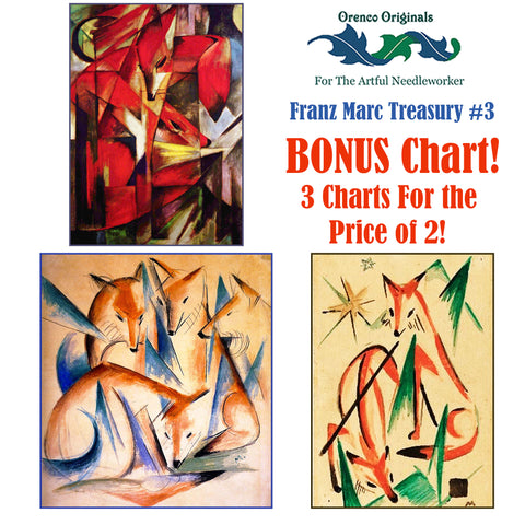 Franz Marc Deluxe Treasury#3-Three Counted Cross Stitch Patterns Charts