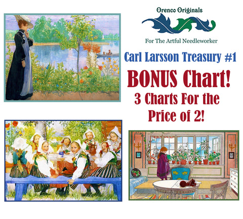 Carl Larsson Deluxe Treasury#1 -Three Counted Cross Stitch Patterns