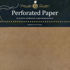 MILL HILL PERFORATED PAPER-Antique Brown- Two 9"x12" sheets-14 Count