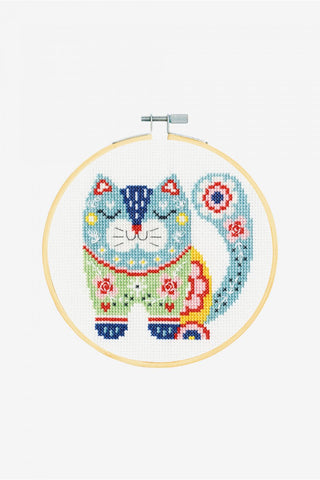 HAPPY CAT  - DMC Stitch Kit -  Great for a New Stitcher!