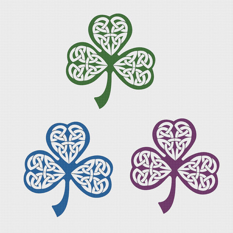 EASY *2 DMC Colors* Celtic Knot Shamrock Leaf Counted Cross Stitch Pattern