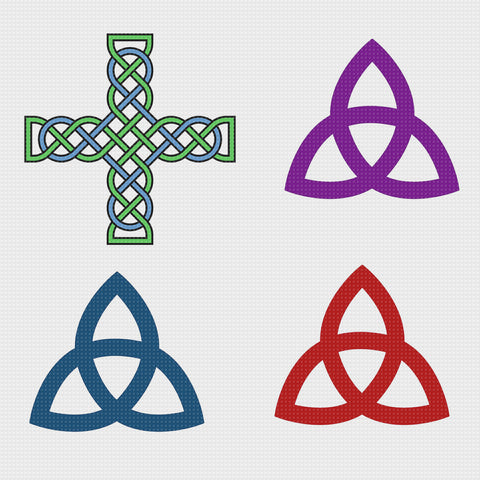 2 Celtic Knot Designs Cross and Trinity Easy Stitch Counted Cross Stitch Pattern