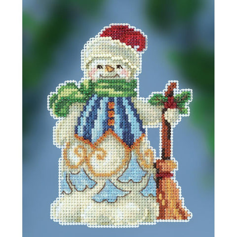CLEAN SWEEP SNOWMAN by Jim Shore Counted Cross Stitch Kit -Mill Hill
