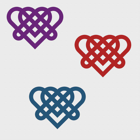 EASY *2 DMC Colors* Double Celtic Knot HEARTS Counted Cross Stitch Pattern