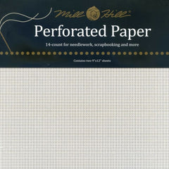 MILL HILL PERFORATED PAPER-WHITE- Two 9"x12" sheets-18 Count