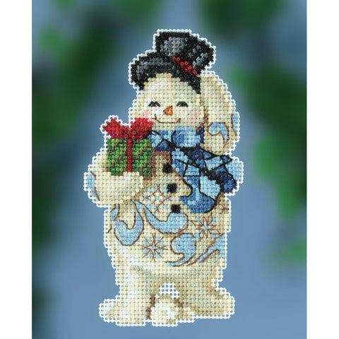 GIFT GIVING SNOWMAN by Jim Shore Counted Cross Stitch Kit -Mill Hill