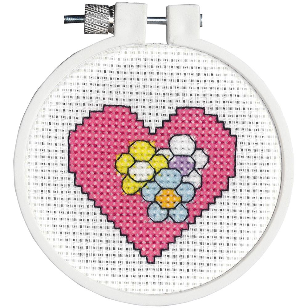 HEART Janlynn/Kid Stitch Mini Counted Cross Stitch Kit 3 Round