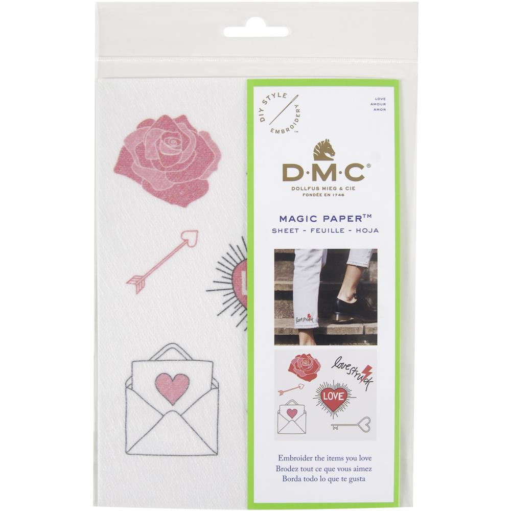 HEART-LOVE-DMC Magic Paper Pre-Printed EMBROIDERY Needlework Design Gr