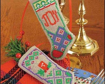 Linen Stocking Ornament Kit. Joy and Light